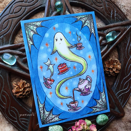 Ghost Tea Party - A5 art print by Grace Moth - 5.8 x 8.3
