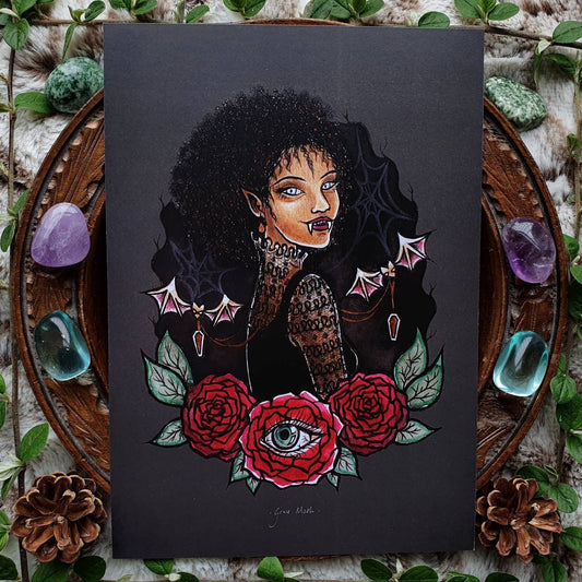 Vampire Babe - A5 art print by Grace Moth - 5.8 x 8.3
