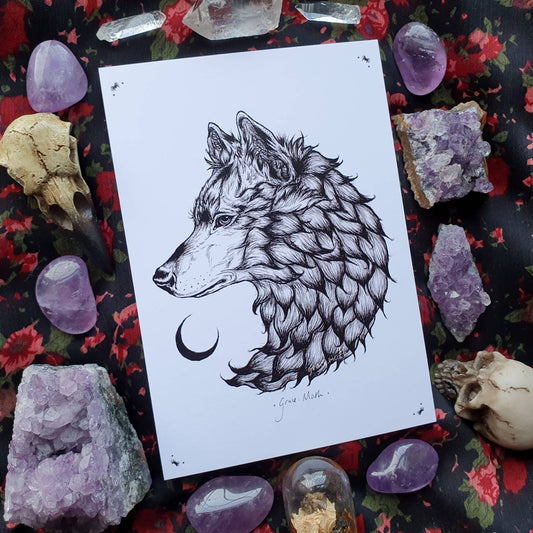 Wolf Moon - A6 print by Grace Moth - 5.8 x 4.1