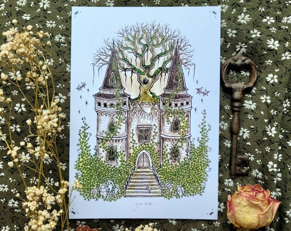 Haunted Castle - A5 art print by Grace Moth - 5.8 x 8.3